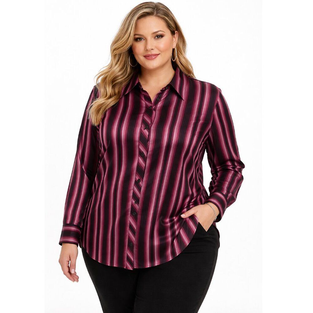 Lane Bryant Stretch Shirt 26/28 NWT Classic Button Down *